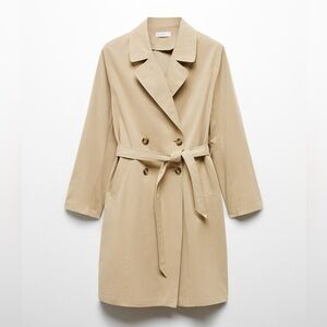 Women's classic Tan Double-Breasted Trench Coat